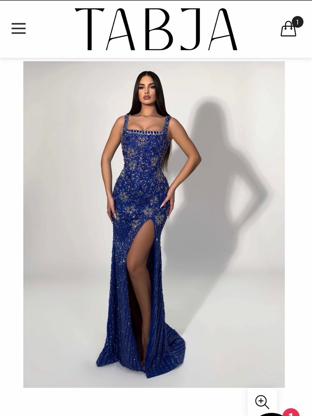 Embellished Royal Blue Beaded Prom Gown with High Slit